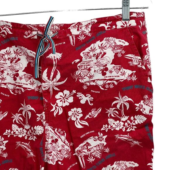 Walt Disney World Men's Shorts Sz L Trader Mick Surf Novelty Hawaiian Board Red - Picture 4 of 10